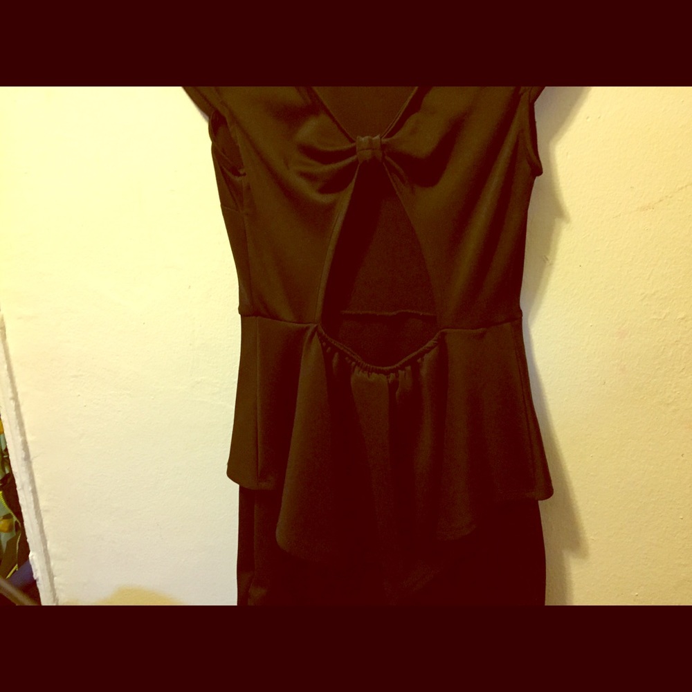 Sexy black peplum dress with open back size M